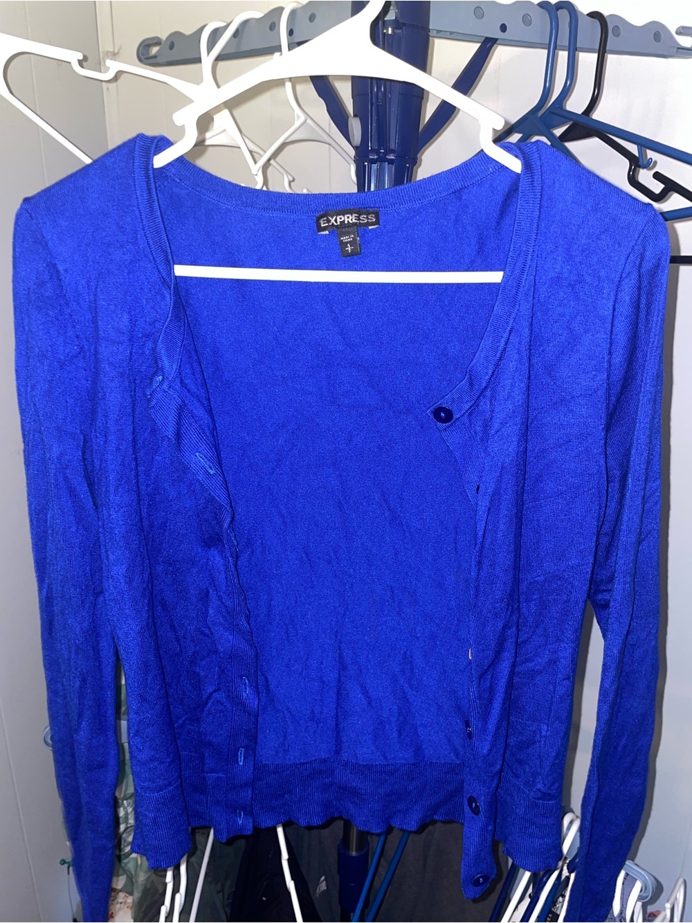 Express Royal Blue Crewneck Cardigan
